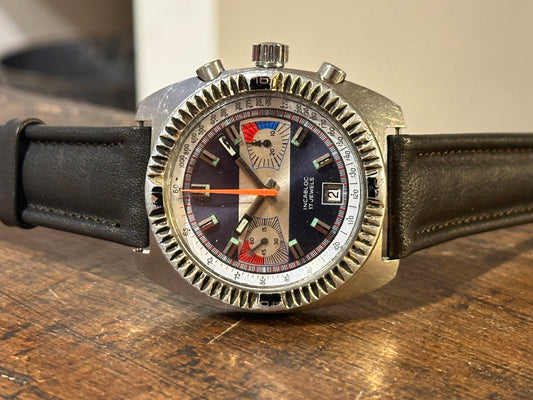 Vintage Chronograph Diver Watch | Valjoux 7734, 40mm Stainless Steel, Rally Racing Timepiece for Men